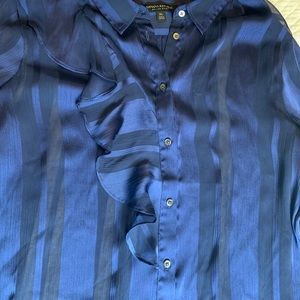 Tone on Tone Sheer/Opaque Ruffled “Dillon” Shirt